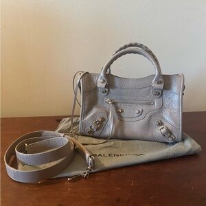 Balenciaga Gray Leather Mini City
